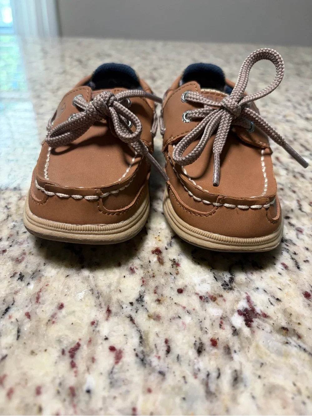 Sperry Tan Toddler Kids Moccasin Boat Shoes with Lace Tie